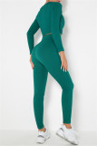 Fuchsia Casual Sportswear Solid Basic O Neck Long Sleeve Two Pieces