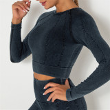 Black Casual Sportswear Striped Basic Long Sleeve Top Yoga Clothes