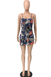 Colour Sexy Print Patchwork Spaghetti Strap Pencil Skirt Dresses