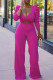 Purple Fashion Casual Solid Bandage Patchwork V Neck Long Sleeve Two Pieces
