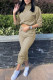 Apricot Fashion Casual Solid Basic Turtleneck Long Sleeve Two Pieces