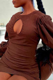 White Celebrities Solid Hollowed Out Patchwork Frenulum Backless O Neck A Line Dresses