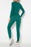 Fuchsia Casual Sportswear Solid Basic O Neck Long Sleeve Two Pieces