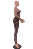 Multicolor Sexy Print Patchwork Spaghetti Strap Sleeveless Two Pieces