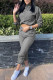 Grey Fashion Casual Solid Basic Turtleneck Long Sleeve Two Pieces