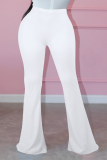 Color Blue Casual Solid Patchwork Boot Cut Mid Waist Speaker Solid Color Bottoms