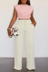 White Pink Casual Solid Patchwork O Neck Sleeveless Two Pieces