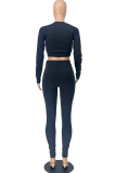 Black Sportswear Patchwork O Neck Long Sleeve Two Pieces