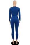 Red Casual Solid Patchwork Frenulum O Neck Long Sleeve Two Pieces