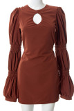 White Celebrities Solid Hollowed Out Patchwork Frenulum Backless O Neck A Line Dresses