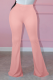 Pink Casual Solid Patchwork Boot Cut Mid Waist Speaker Solid Color Bottoms