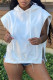 White Fashion Casual Solid Basic Hooded Collar Tops
