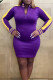 Purple Casual Solid Patchwork Zipper Collar Straight Dresses