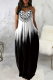 Black And White Sexy Gradual Change Hollowed Out Halter Straight Dresses
