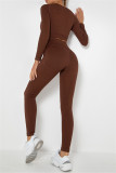 Fuchsia Casual Sportswear Solid Basic O Neck Long Sleeve Two Pieces