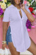Light Purple Fashion Casual Solid Slit Turndown Collar Tops