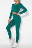 Fuchsia Casual Sportswear Solid Basic O Neck Long Sleeve Two Pieces