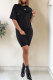 Black Fashion Casual Patchwork Print Solid Two Piece Suits Straight Short Sleeve Two Pieces