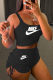 Black Sexy Print Patchwork O Neck Sleeveless Two Pieces