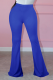 Color Blue Casual Solid Patchwork Boot Cut Mid Waist Speaker Solid Color Bottoms