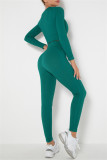 Fuchsia Casual Sportswear Solid Basic O Neck Long Sleeve Two Pieces