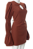 White Celebrities Solid Hollowed Out Patchwork Frenulum Backless O Neck A Line Dresses
