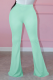 Lake Green Casual Solid Patchwork Boot Cut Mid Waist Speaker Solid Color Bottoms