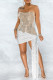 Apricot Fashion Sexy Patchwork Backless Hot Drill Strapless A Line Dresses