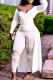 White Fashion Casual Solid Asymmetrical V Neck Long Sleeve Two Pieces