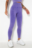 Purple Casual Sportswear Solid Patchwork Skinny High Waist Trousers