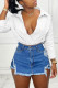 White Fashion Casual Solid Split Joint Turndown Collar Tops