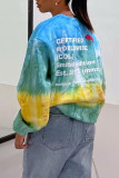 Colour Casual Street Print Patchwork O Neck Tops