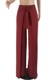 Orange Fashion Casual Solid Bandage Regular High Waist Trousers
