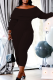 Black Casual Solid Patchwork Off the Shoulder Skinny Jumpsuits
