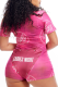 Pink Sexy Print Patchwork O Neck Skinny Rompers