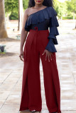 Orange Fashion Casual Solid Bandage Regular High Waist Trousers