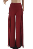 Orange Fashion Casual Solid Bandage Regular High Waist Trousers