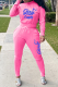 Pink Casual Print Patchwork O Neck Long Sleeve Two Pieces