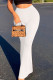 White Casual Solid Boot Cut High Waist Speaker Solid Color Bottoms