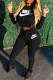 Black Fashion Casual Print Bandage O Neck Long Sleeve Two Pieces