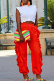 Orange Fashion Casual Solid Patchwork Regular High Waist Trousers pre-sale