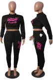 Pink Casual Print Patchwork O Neck Long Sleeve Two Pieces