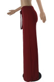 Orange Fashion Casual Solid Bandage Regular High Waist Trousers