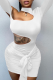 White Sexy Solid Patchwork Half A Turtleneck Pencil Skirt Dresses