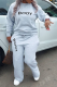 Grey Casual Print Patchwork O Neck Long Sleeve Two Pieces