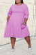 Pink Casual Solid Patchwork O Neck Straight Dresses