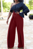 Orange Fashion Casual Solid Bandage Regular High Waist Trousers