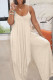 Apricot Sexy Solid Patchwork Slit Asymmetrical Spaghetti Strap Sleeveless Two Pieces