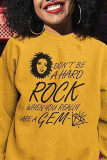 Yellow Fashion Casual Print Basic O Neck Tops