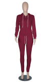 Blue Casual Solid Patchwork Hooded Collar Long Sleeve Two Pieces